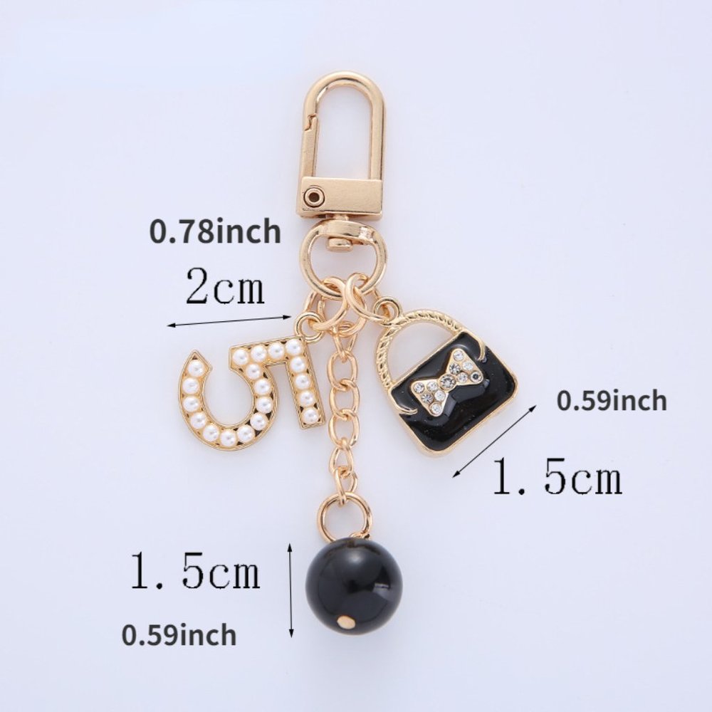 Cute Mini White Bag 5 Words Rhinestone Keychain - Perfect Purse, Bag, - Picture 3 of 3